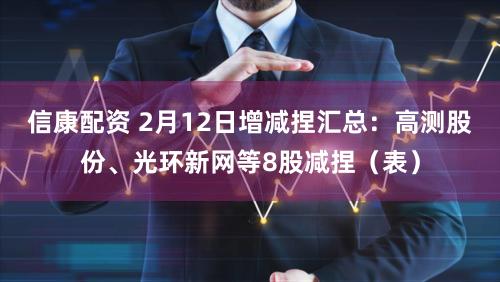 信康配资 2月12日增减捏汇总：高测股份、光环新网等8股减捏（表）