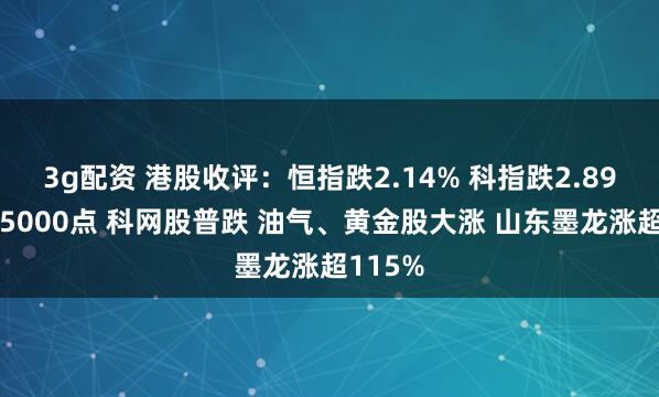 3g配资 港股收评：恒指跌2.14% 科指跌2.89%失守5000点 科网股普跌 油气、黄金股大涨 山东墨龙涨超115%